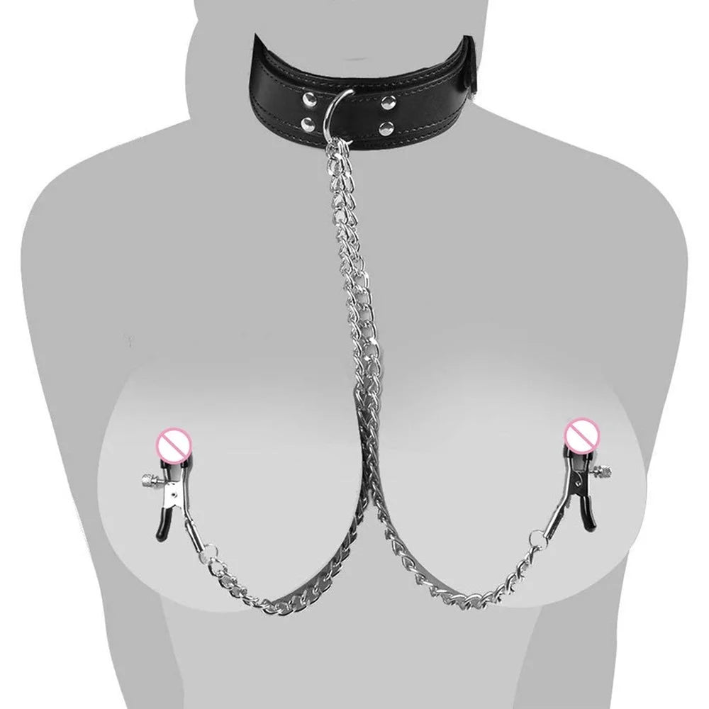 BDSM - Leash/Nipple clam Combo